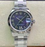 Swiss Copy Rolex Oyster Datejust 31mm Purple Roman Dial watch with VI Diamond